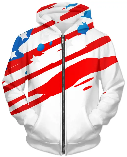 US Flag UNISEX ZIP HOODIE - UP TO SIZE 3XL