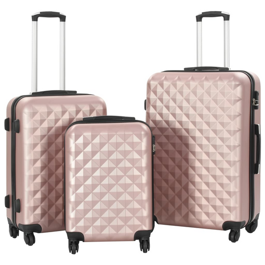 3 Piece VidaXL Hardcase Trolley Set Rose Gold ABS