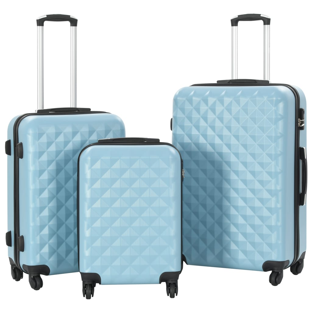 3 Piece VidaXL Hardcase Trolley Set Blue ABS