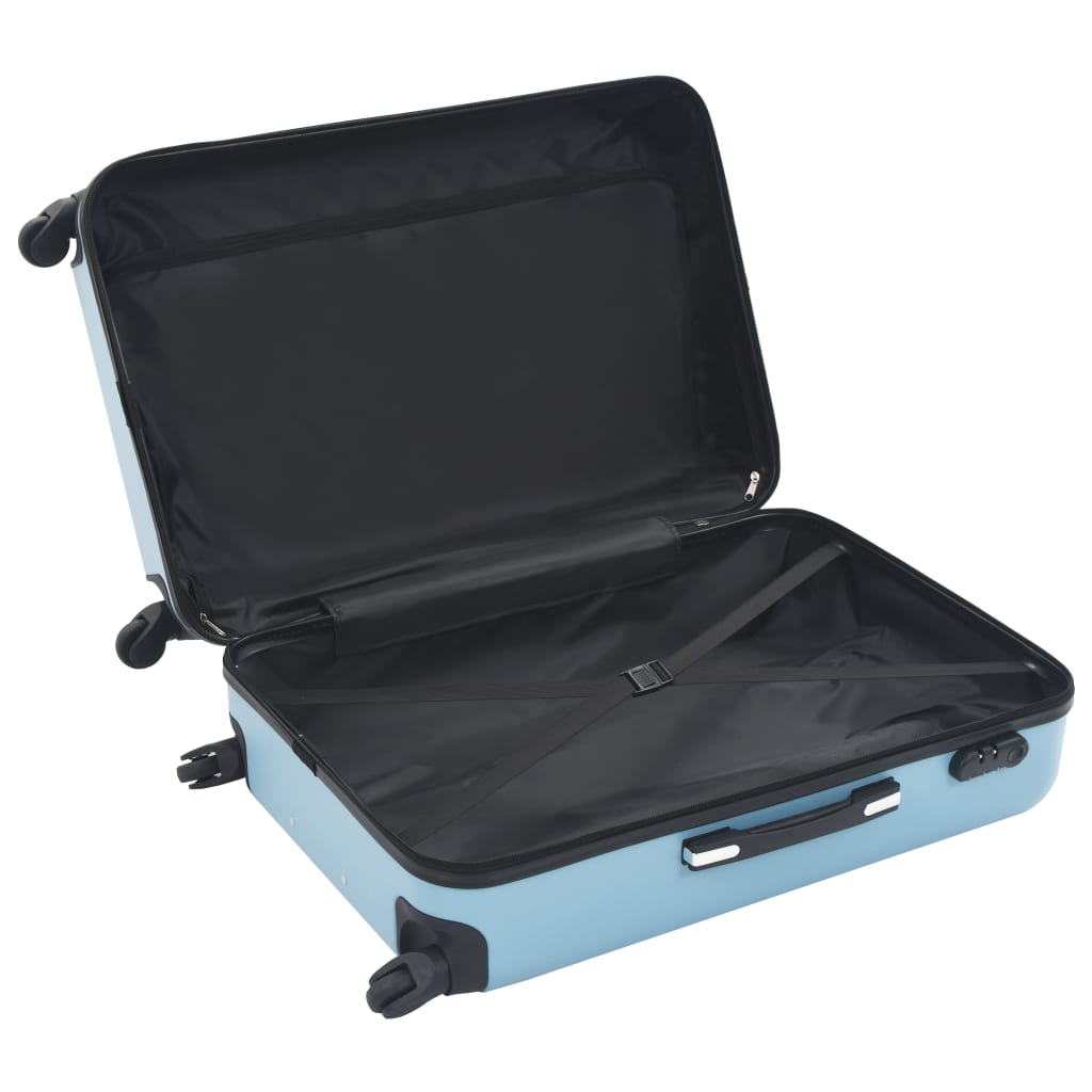 3 Piece VidaXL Hardcase Trolley Set Blue ABS