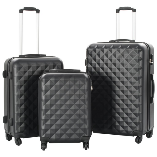 3 Piece VidaXL Hardcase Trolley Set Black ABS