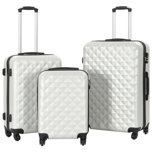 3 Piece VidaXL Hardcase Trolley Set Bright Silver ABS