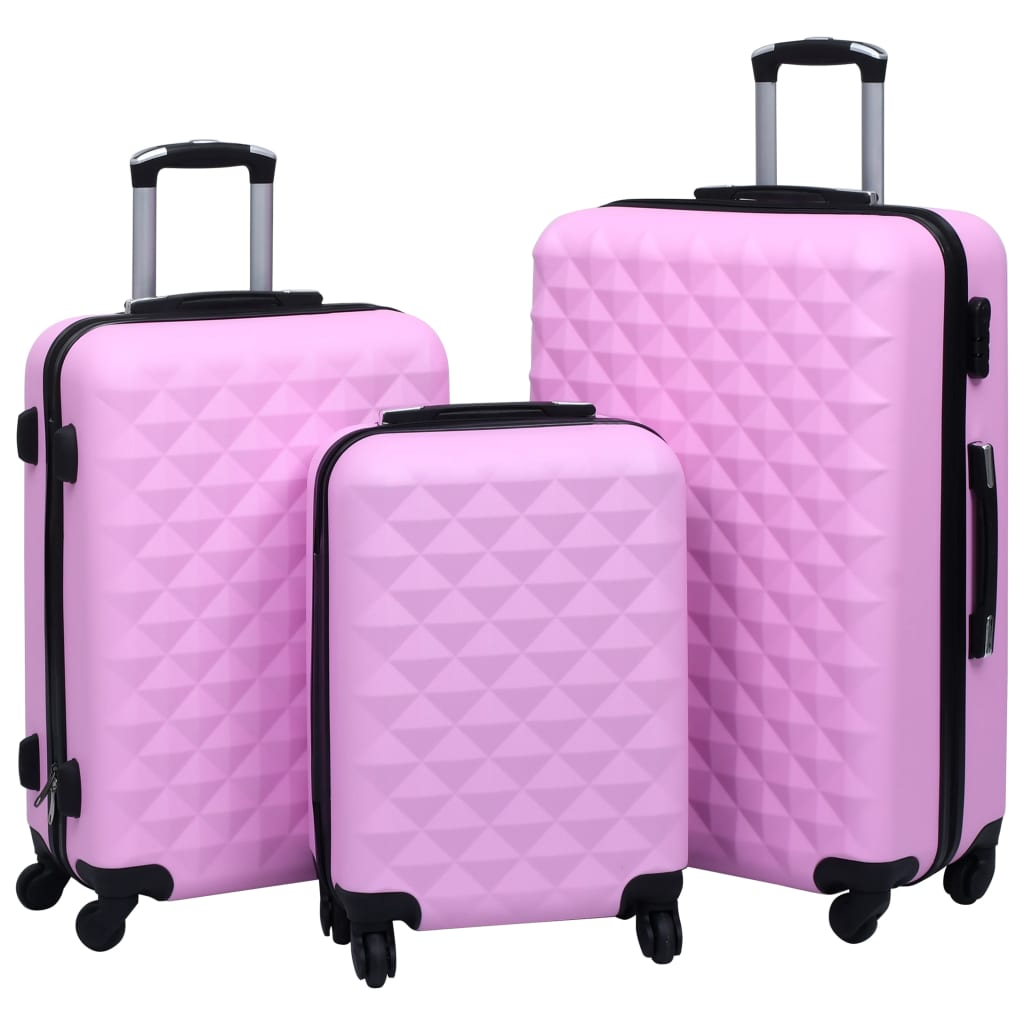 3 Piece VidaXL Hardcase Trolley Set Pink ABS