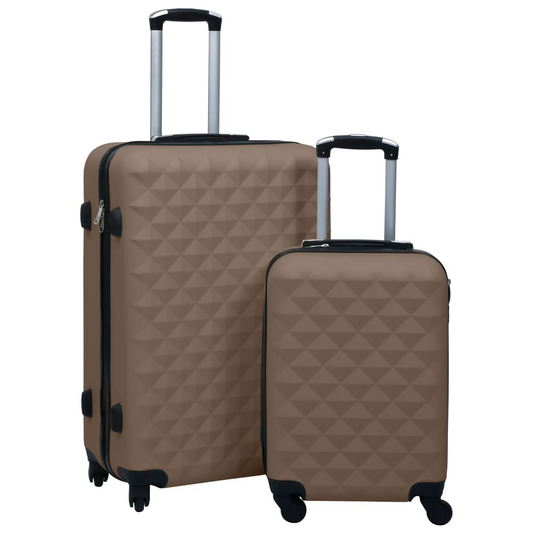 2 Piece VidaXL Hardcase Trolley Set Brown ABS