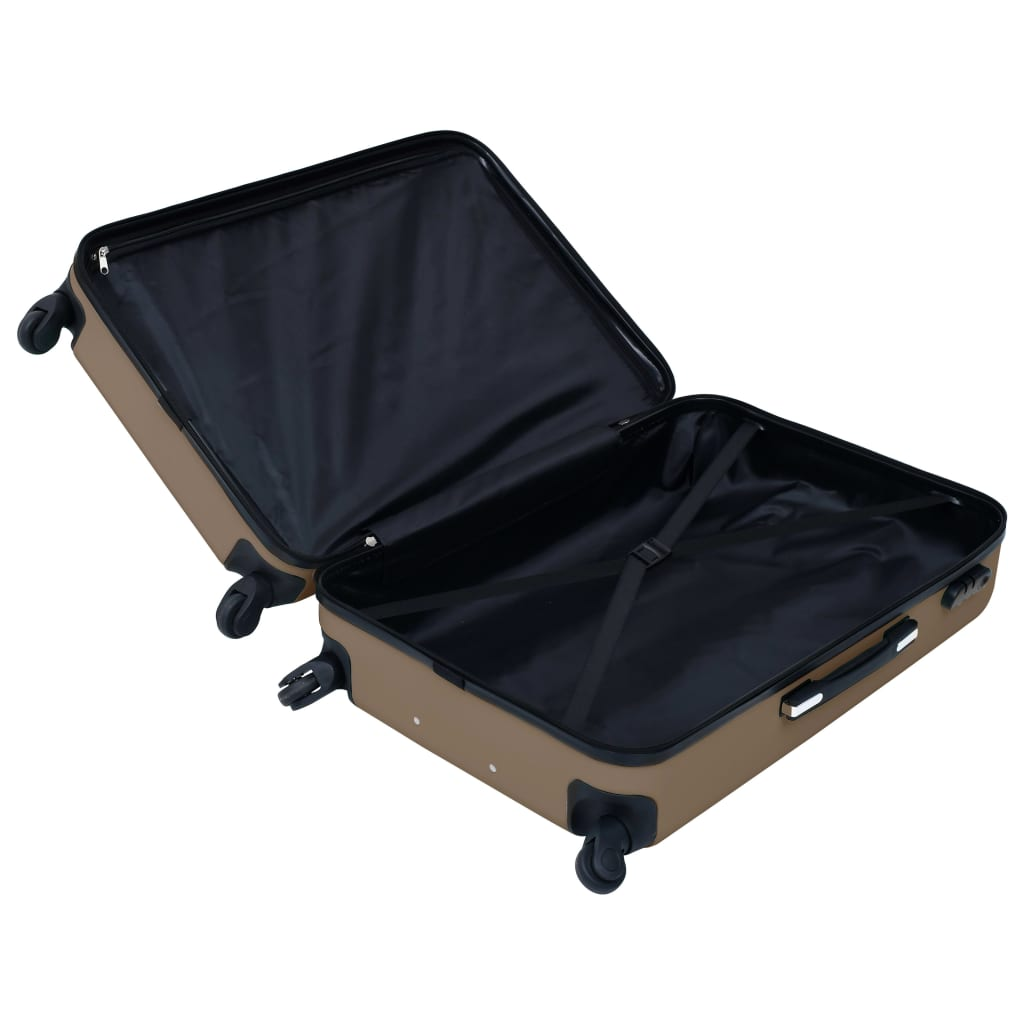 2 Piece VidaXL Hardcase Trolley Set Brown ABS