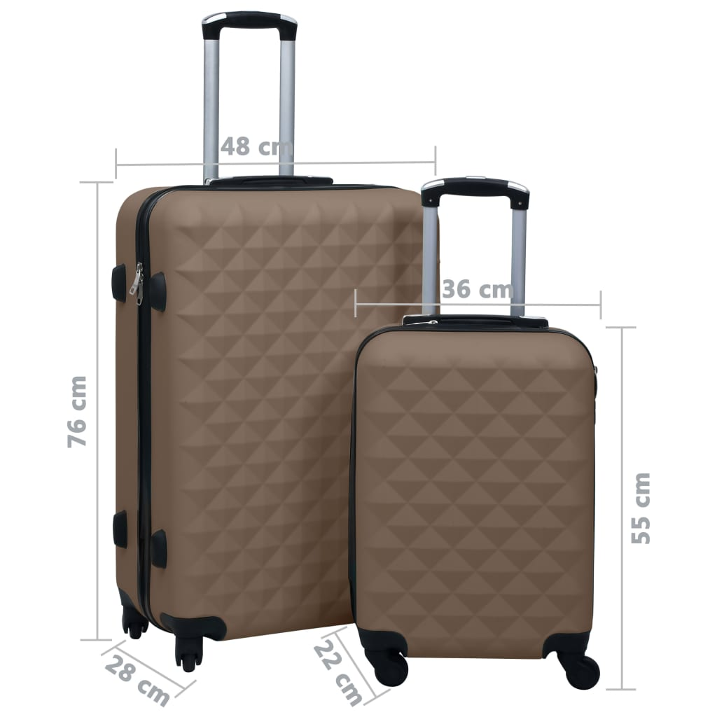 2 Piece VidaXL Hardcase Trolley Set Brown ABS