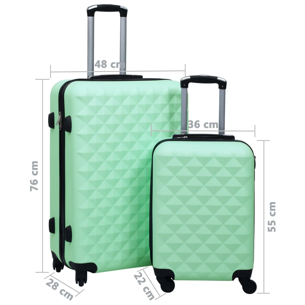 2 Piece VidaXL Hardcase Trolley Set Mint ABS