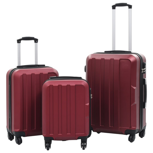 3 Piece VidaXL Hardcase Trolley Set Wine Red ABS