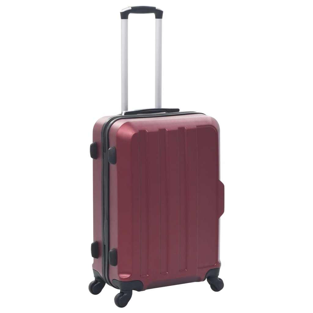 3 Piece VidaXL Hardcase Trolley Set Wine Red ABS