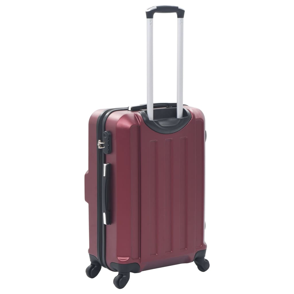 3 Piece VidaXL Hardcase Trolley Set Wine Red ABS