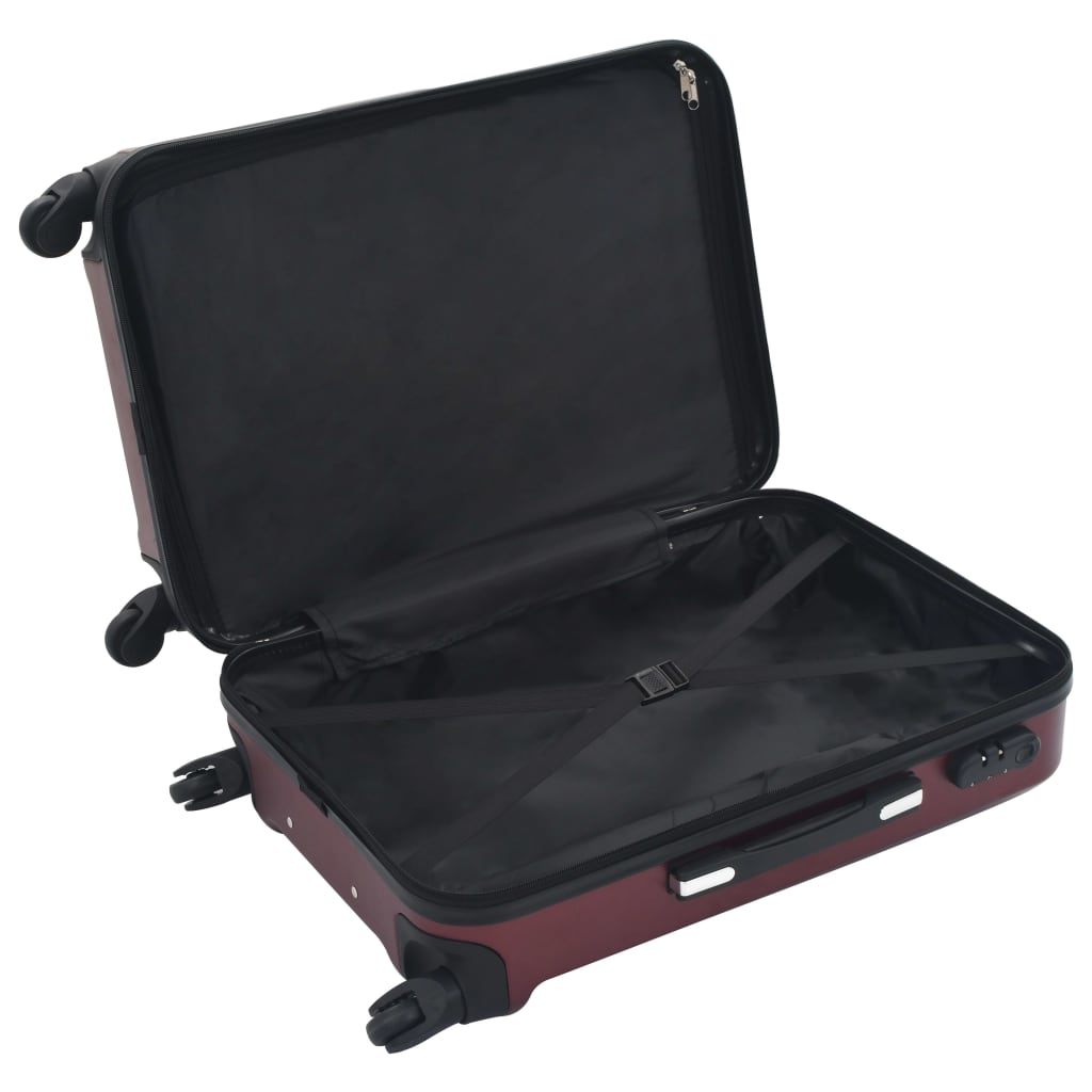 3 Piece VidaXL Hardcase Trolley Set Wine Red ABS