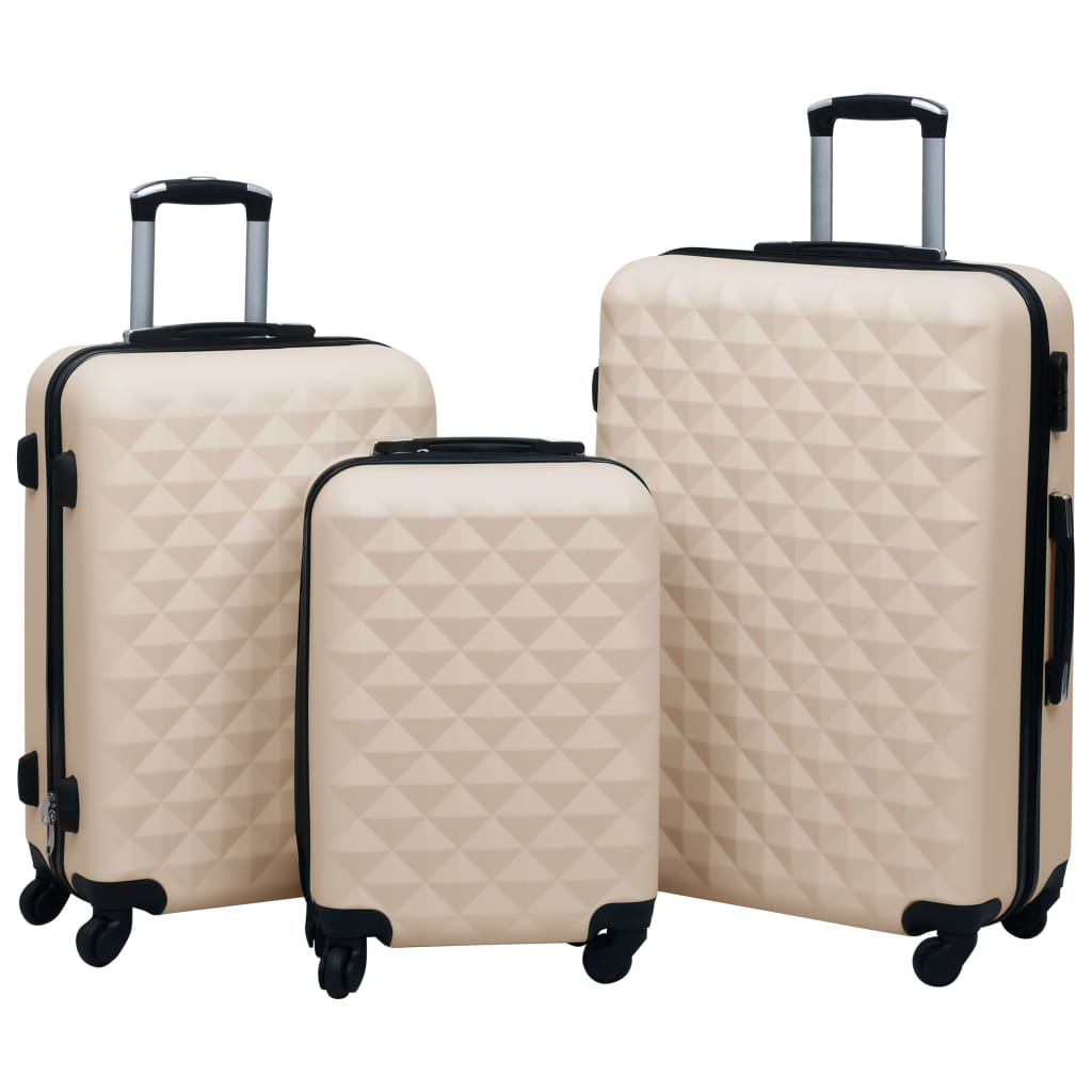 3 Piece VidaXL Hardcase Trolley Set Gold ABS