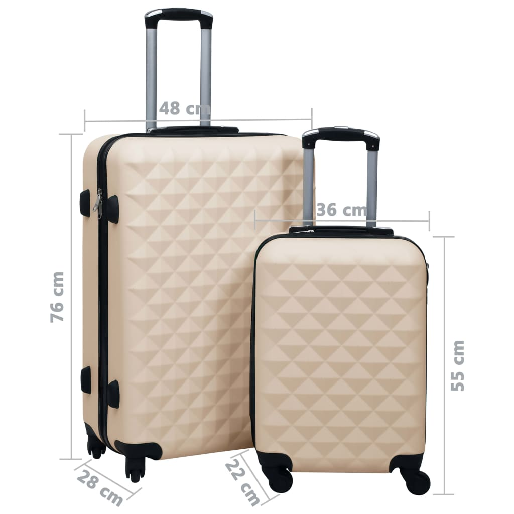 2 Piece VidaXL Hardcase Trolley Set Gold ABS