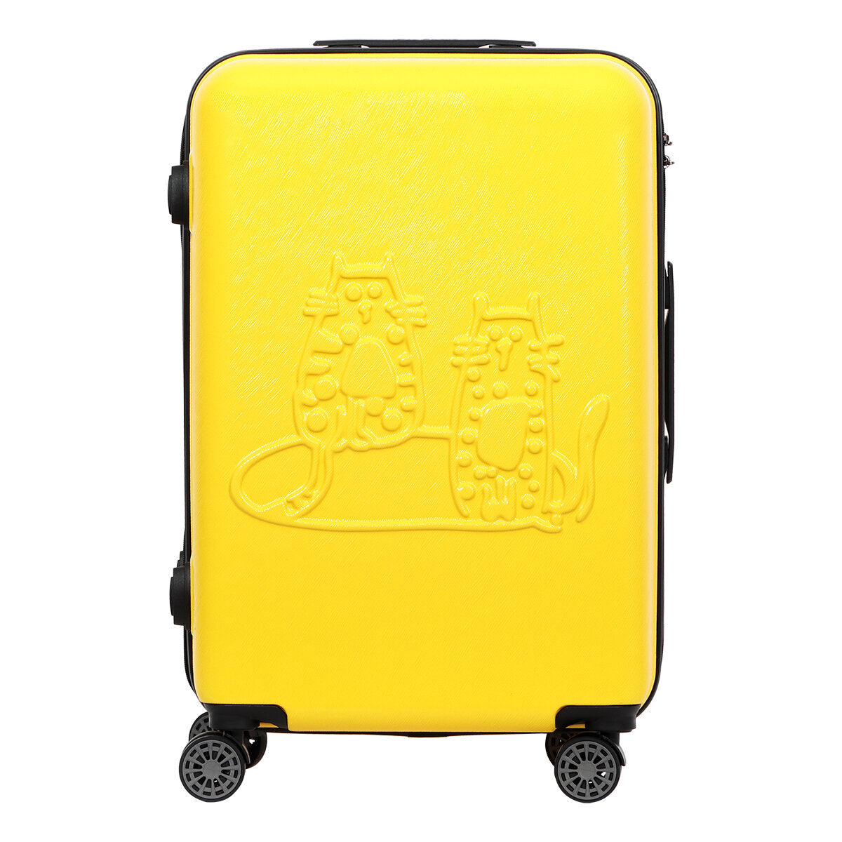 3 Piece Biggdesign "Cats" Hardshell Spinner Luggage Set, Yellow.