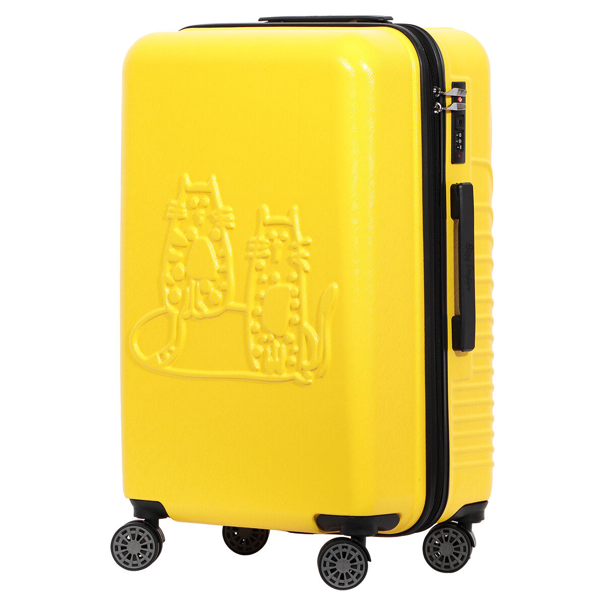 3 Piece Biggdesign "Cats" Hardshell Spinner Luggage Set, Yellow.