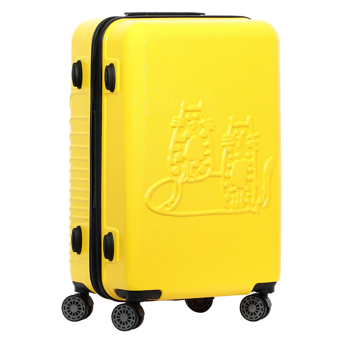 3 Piece Biggdesign "Cats" Hardshell Spinner Luggage Set, Yellow.