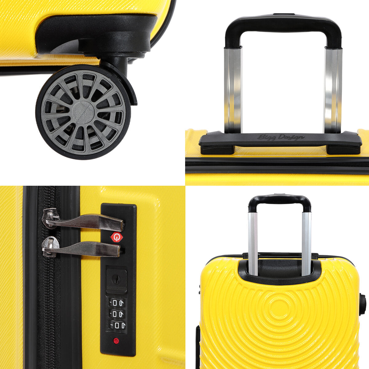 3 Piece Biggdesign "Cats" Hardshell Spinner Luggage Set, Yellow.