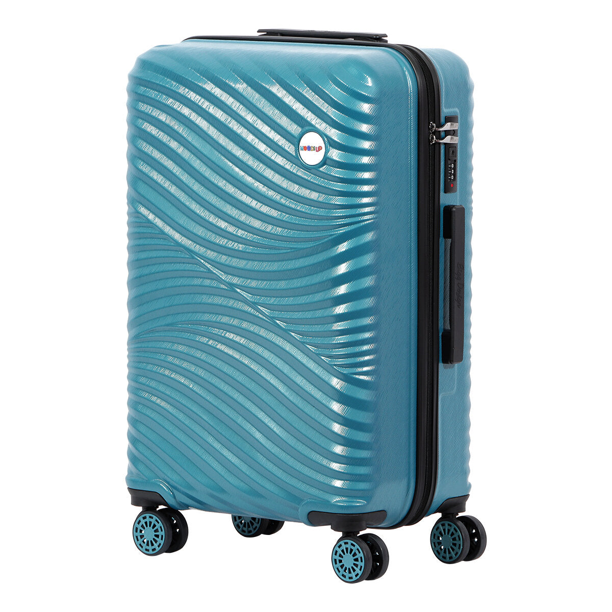 3 Pieces Biggdesign "Moods Up" Hard Luggage Sets With Spinner Wheels, Steel Blue.