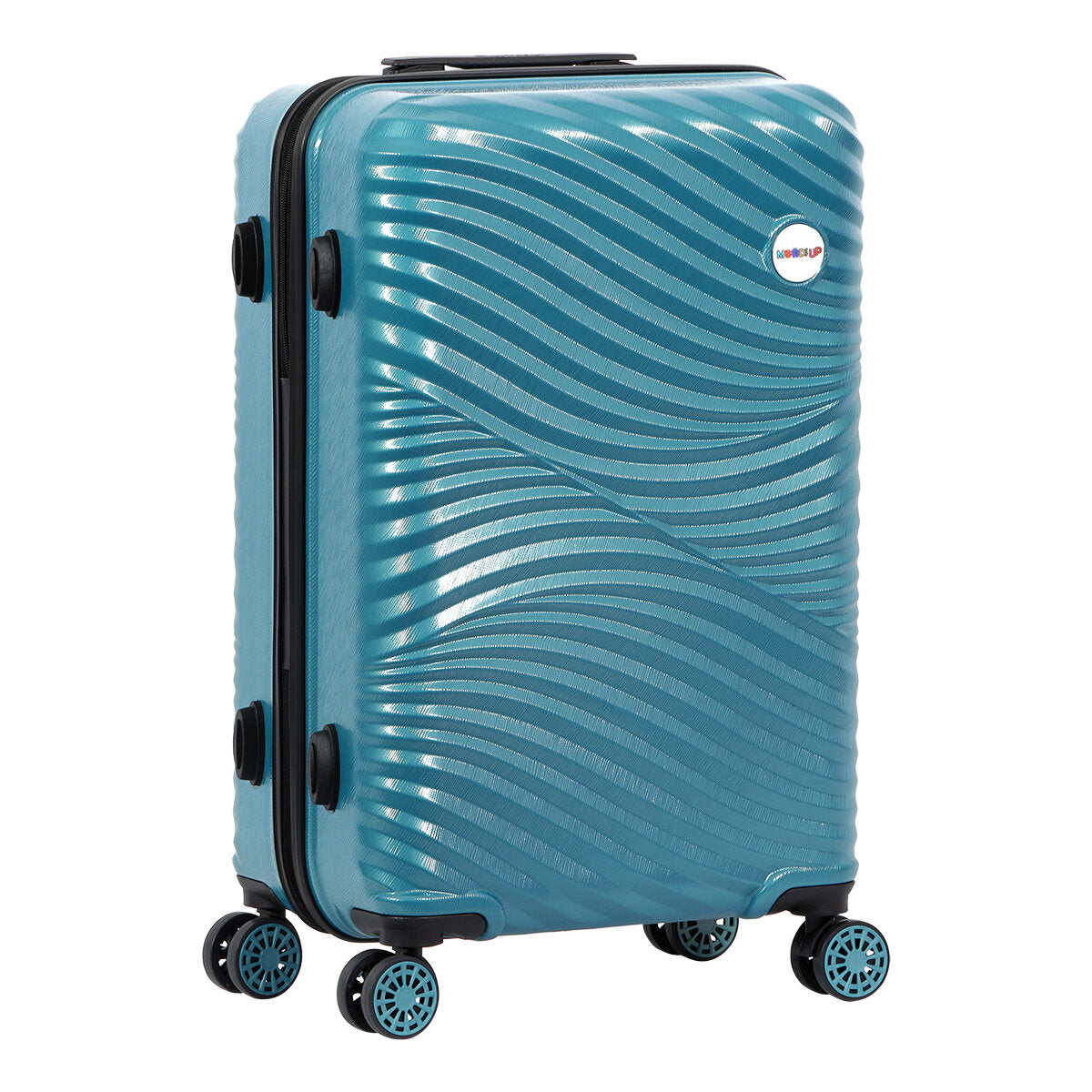 3 Pieces Biggdesign "Moods Up" Hard Luggage Sets With Spinner Wheels, Steel Blue.