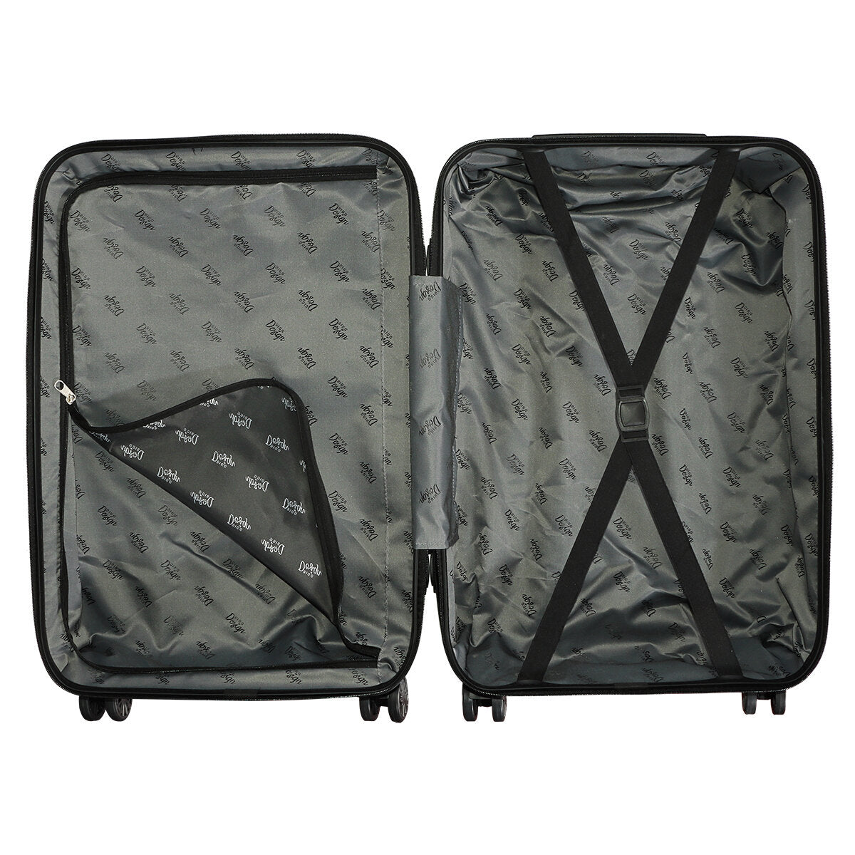 3 Pieces Biggdesign "Moods Up" Hard Luggage Sets With Spinner Wheels, Steel Blue.