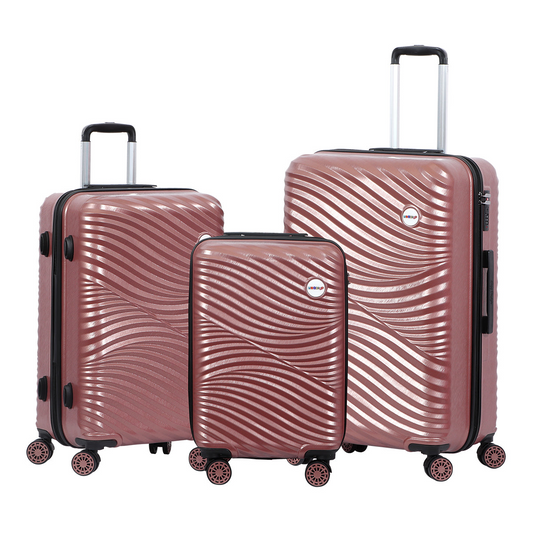 3 Piece Biggdesign "Moods Up" Hard Luggage Sets With Spinner Wheels, Rosegold.