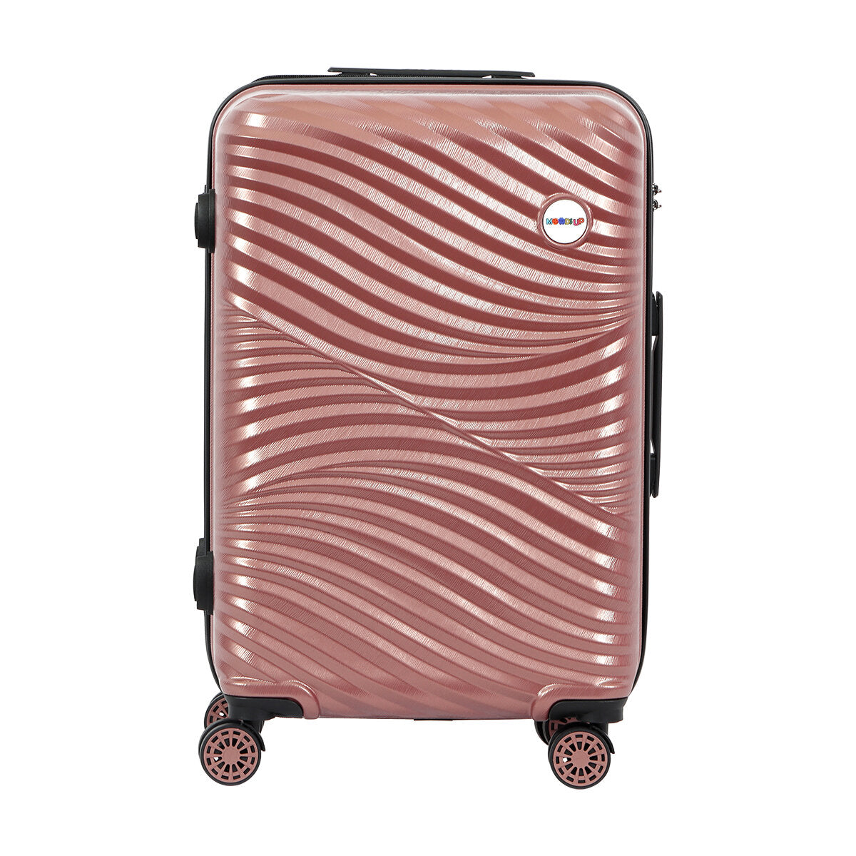 3 Piece Biggdesign "Moods Up" Hard Luggage Sets With Spinner Wheels, Rosegold.