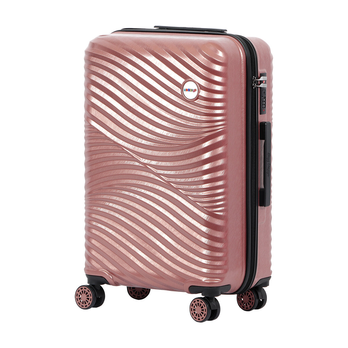 3 Piece Biggdesign "Moods Up" Hard Luggage Sets With Spinner Wheels, Rosegold.