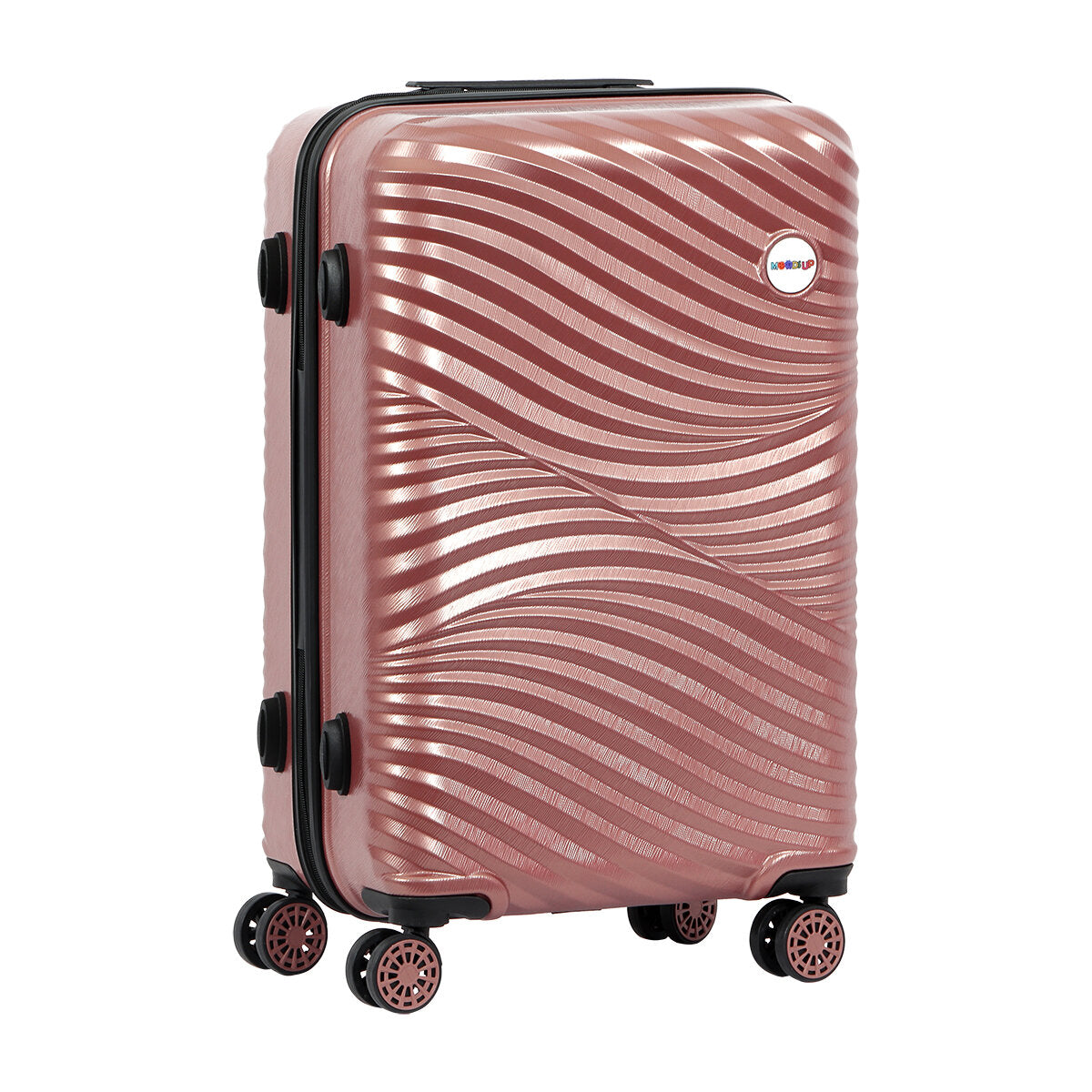 3 Piece Biggdesign "Moods Up" Hard Luggage Sets With Spinner Wheels, Rosegold.