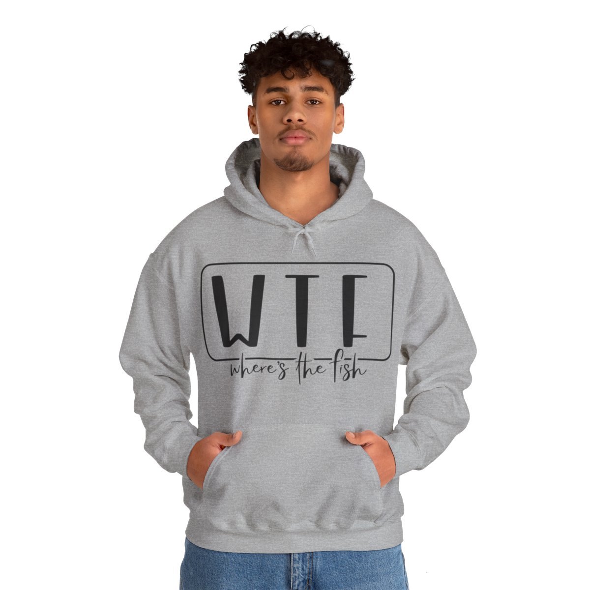 Stay Warm in Style with Our WTF – Where’s The Fish Print Hoodie