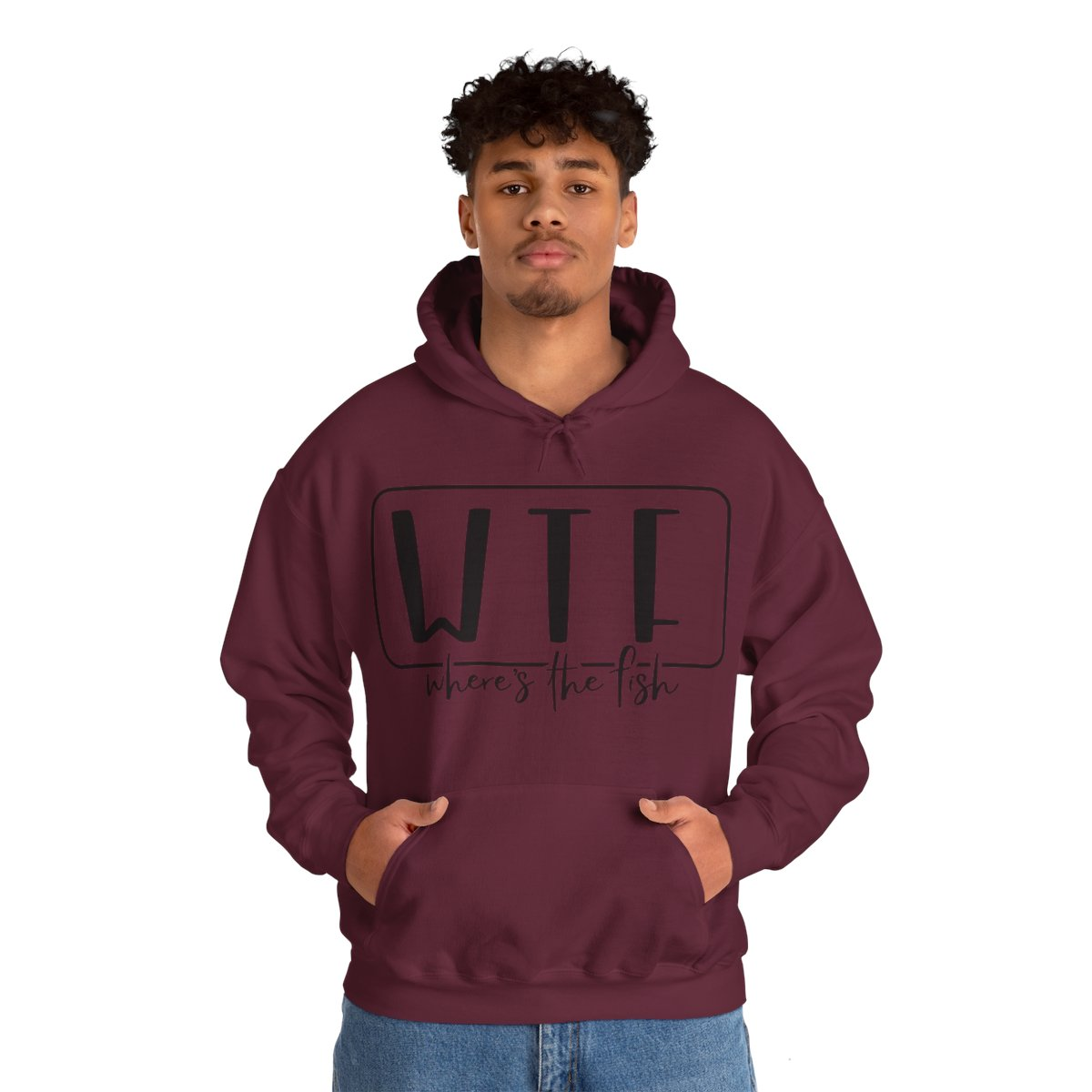 Stay Warm in Style with Our WTF – Where’s The Fish Print Hoodie