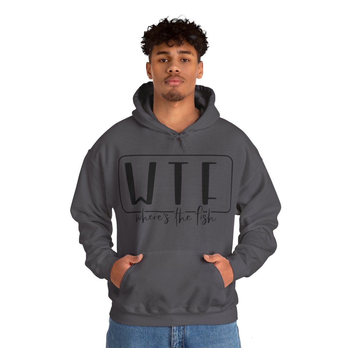 Stay Warm in Style with Our WTF – Where’s The Fish Print Hoodie