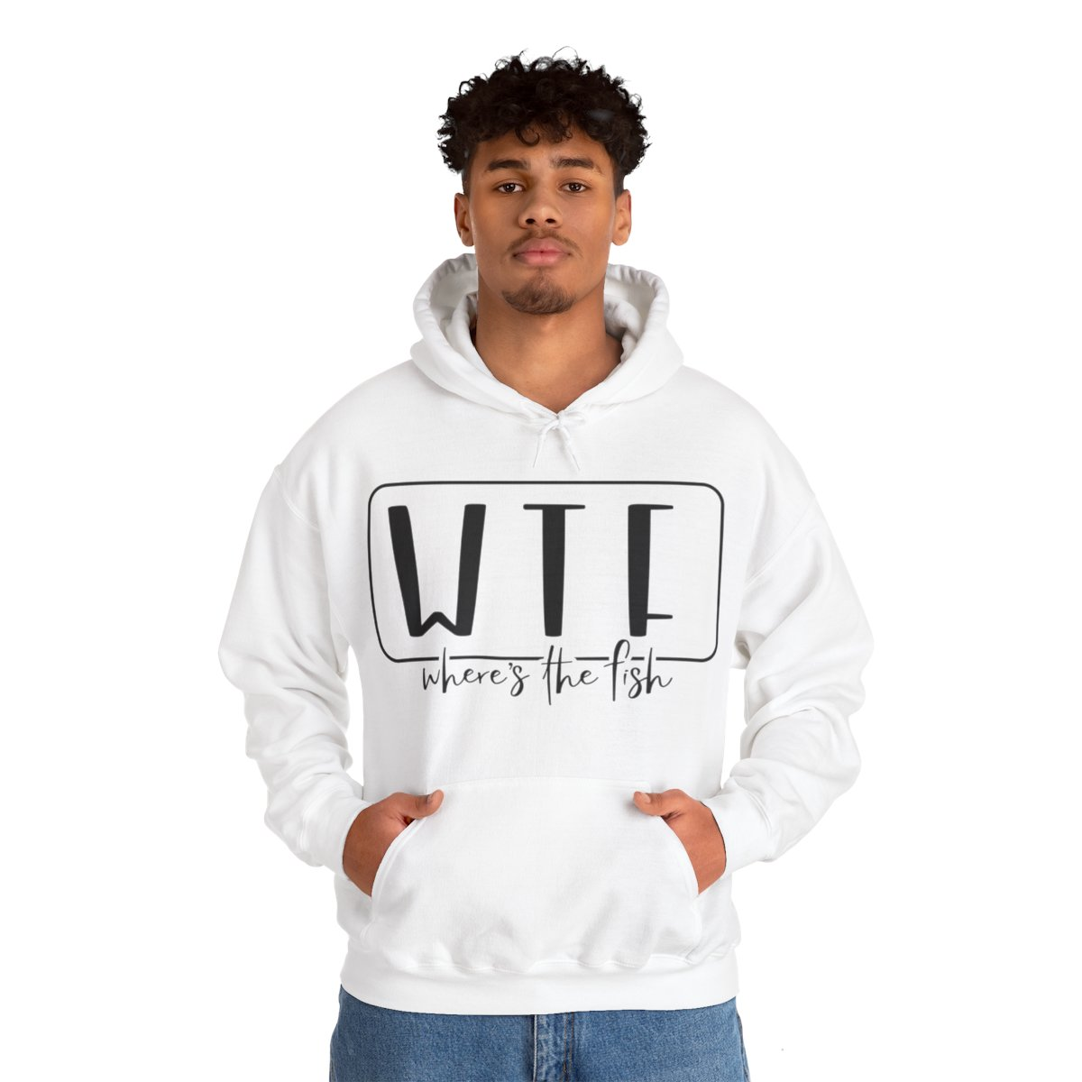 Stay Warm in Style with Our WTF – Where’s The Fish Print Hoodie