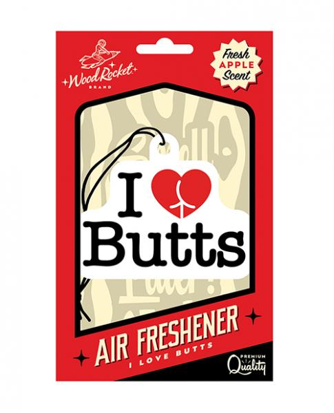 Wood Rocket I Love Butts Apple Scented Air Freshener - Premium Car and Home Deodorizer