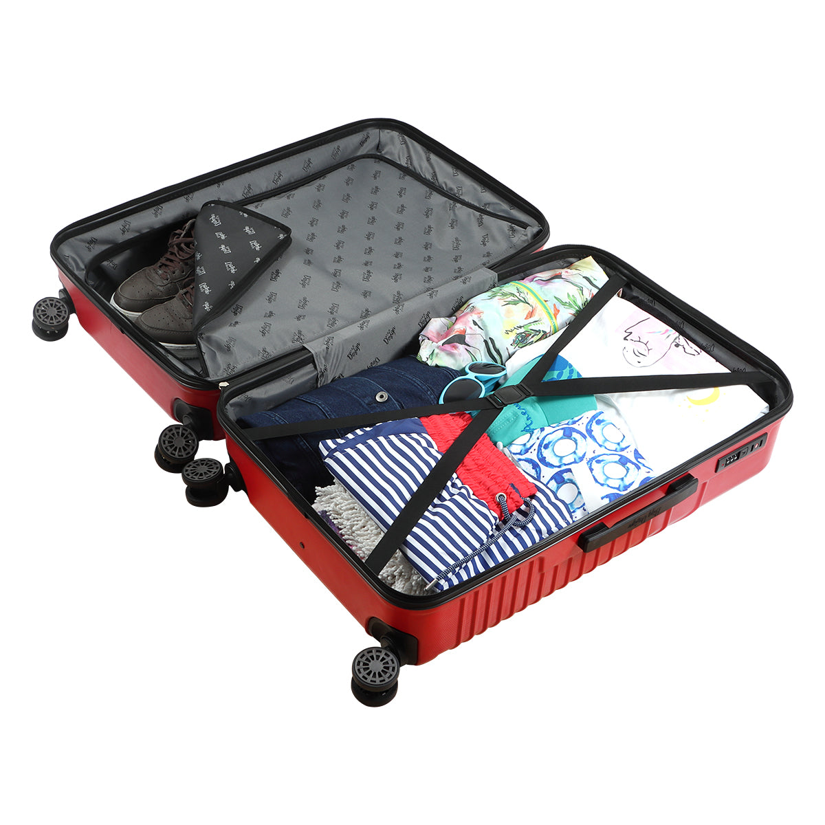 3 Piece Biggdesign "Cats" Hardshell Spinner Luggage Set, Red