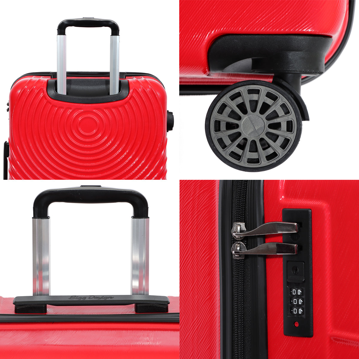 3 Piece Biggdesign "Cats" Hardshell Spinner Luggage Set, Red