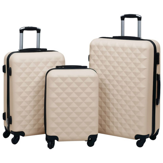 3 Piece Hardcase Trolley Set Gold ABS