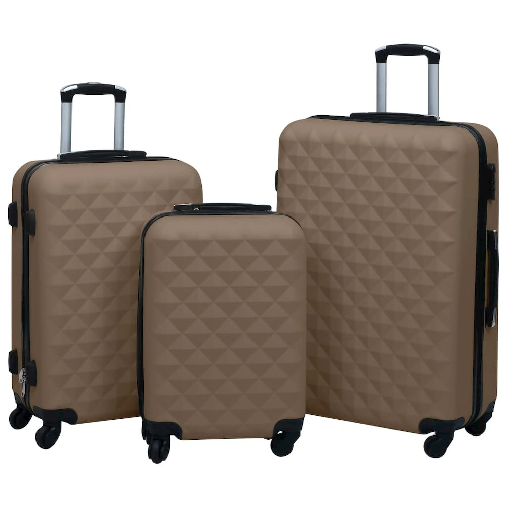 3 Piece Hardcase Trolley Set Brown ABS