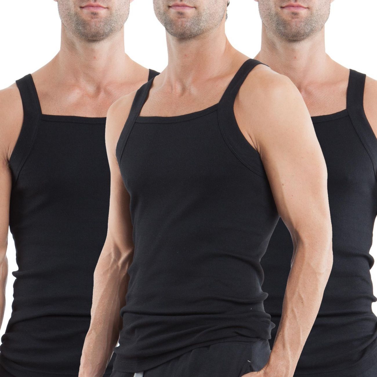 3PK Square Neck Tank Color Black