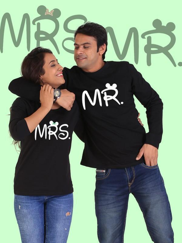 Mr. and Mrs. Couple Full Sleeved Sweatshirt - Black