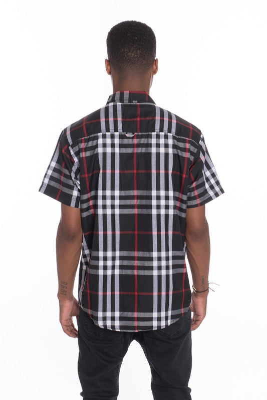 Men's Casual Short Sleeve Checker Shirt - 5 Color Options - Up To 2XL