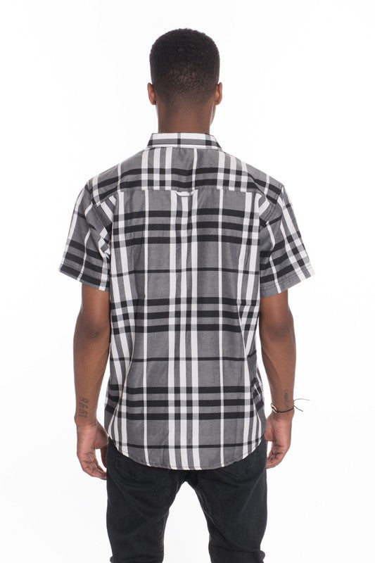 Men's Casual Short Sleeve Checker Shirt - 5 Color Options - Up To 2XL