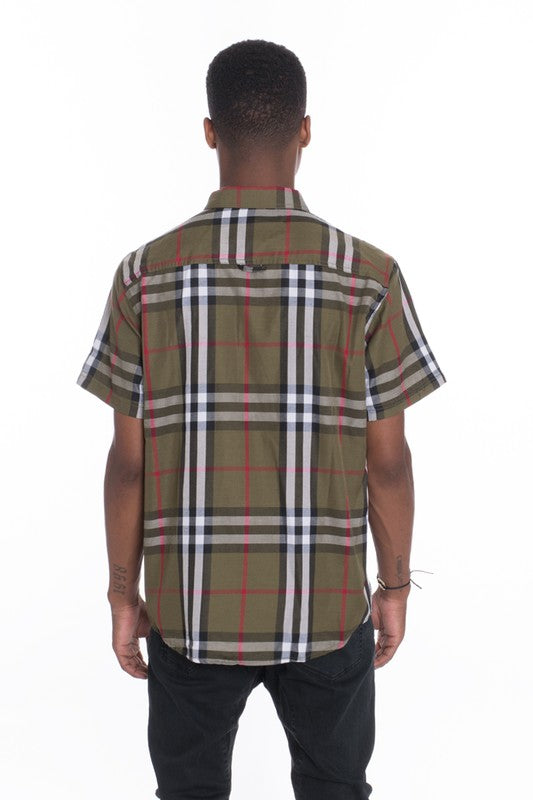 Men's Casual Short Sleeve Checker Shirt - 5 Color Options - Up To 2XL