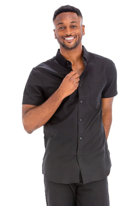 Men's Casual Short Sleeve Solid Shirts - 11 Color Options - Up To 3XL