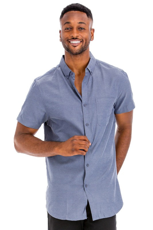 Men's Casual Short Sleeve Solid Shirts - 11 Color Options - Up To 3XL