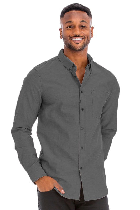 Men's Casual Long Sleeve Shirts - 15 Color Options up to 3XL