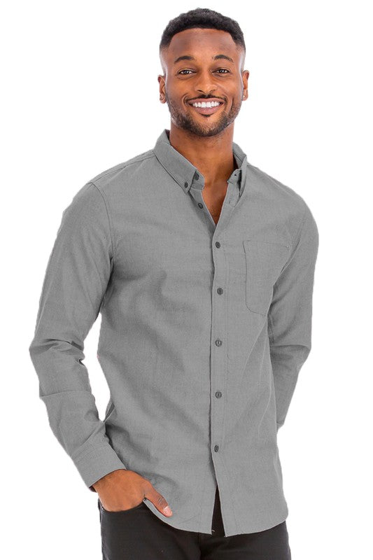 Men's Casual Long Sleeve Shirts - 15 Color Options up to 3XL