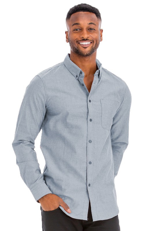 Men's Casual Long Sleeve Shirts - 11 Color Options - Up To 3XL