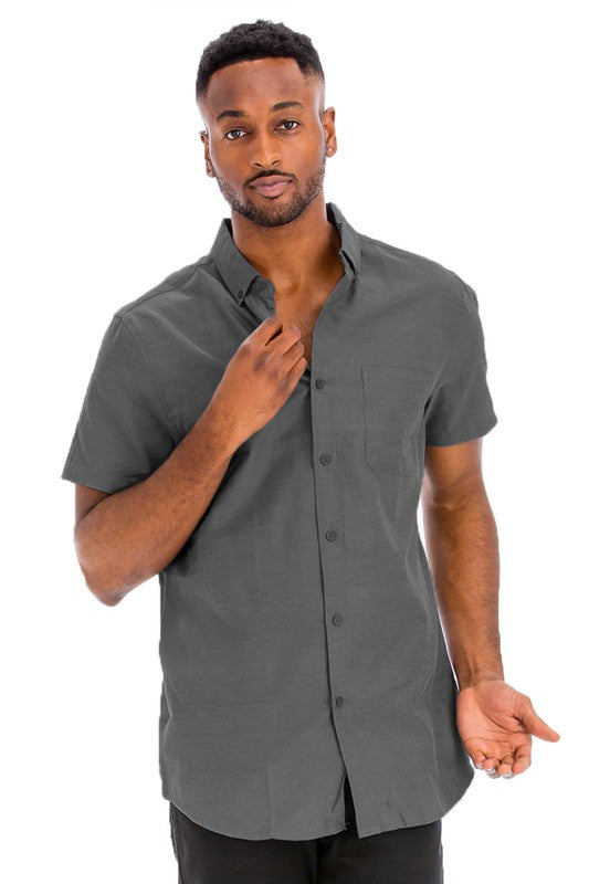 Men's Casual Short Sleeve Solid Shirts - 10 Color Options - Up To 3XL