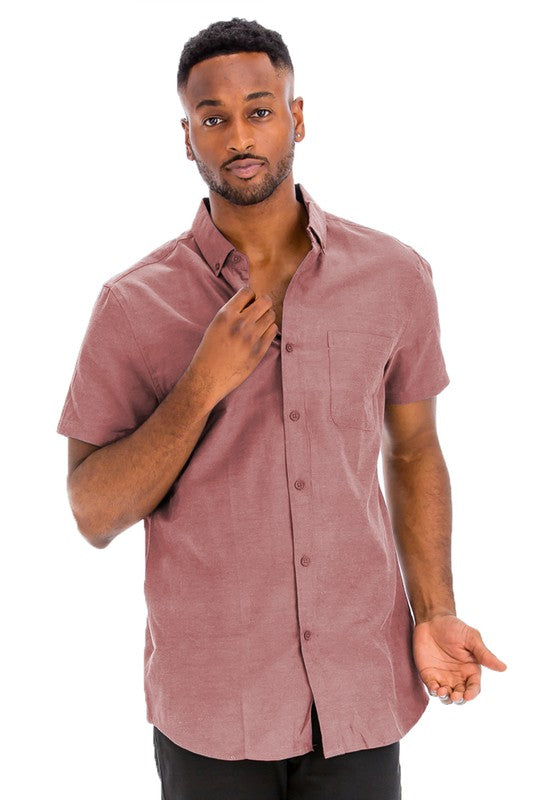 Men's Casual Short Sleeve Solid Shirts - 10 Color Options Up To 3XL