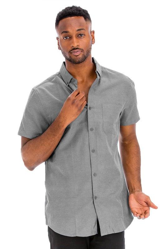 Men's Casual Short Sleeve Solid Shirts - 10 Color Options - Up To 3XL